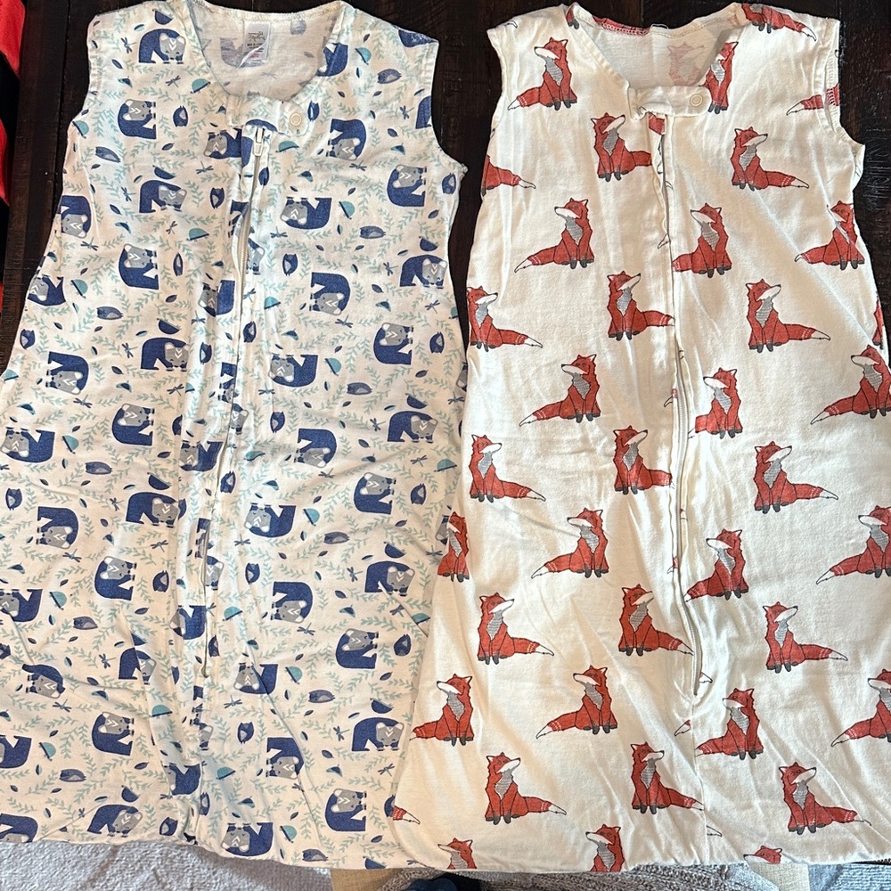 Touched by Nature Organic Cotton Sleeveless Wearable Sleepsack Lot (2) 6-12 mo
